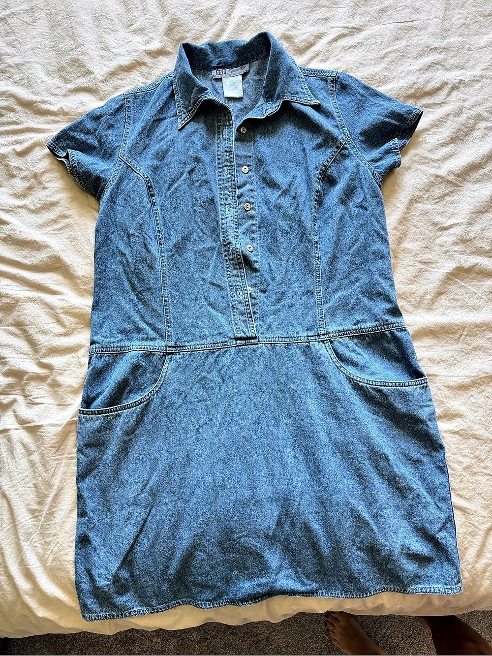 Faded Glory Denim Mini Dress in Blue Size Medium